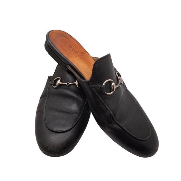 Gucci Women's Black Leather Princetown Loafer Slippers Horsebit 36 - Picture 2 of 7